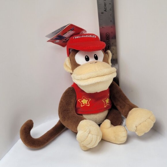 New Diddy Kong SUPER MARIO BROS. 7 inch Sit Plush Official San-Ei 1587 Plushie - Picture 11 of 15